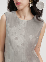 Women's Silver Ethnic Self-Design Regular Fit Sleeveless Dress