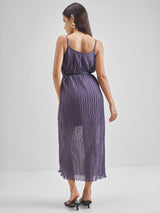 Women's Purple Ethnic Self-Design Regular Fit Sleeveless Dress