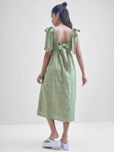 Women's Green Ethnic Floral Regular Fit Sleeveless Dress