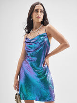 Women's Cowl Neck Sheath Mini Dress