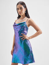 Women's Cowl Neck Sheath Mini Dress