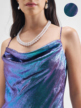 Women's Cowl Neck Sheath Mini Dress