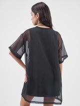 Women's Solid Oversized A-Line T-shirt Mini Dress