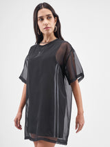 Women's Solid Oversized A-Line T-shirt Mini Dress