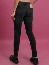 Women's Black Casual Black Skinny Fit Low Distress Cotton Stretchable Jeans