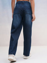 Women's Blue Casual Solid Straight Fit Jeans