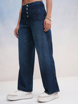 Women's Blue Casual Solid Straight Fit Jeans
