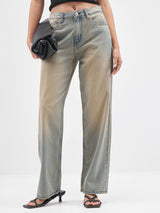 Women's Light Blue Casual Solid High-Rise Heavy Fade Straight Fit Jeans