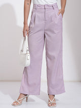 Women's Purple Casual Solid Regular Fit Trouser