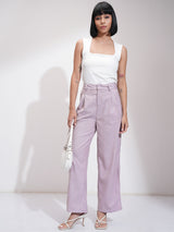 Women's Purple Casual Solid Regular Fit Trouser