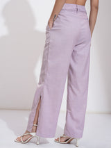 Women's Purple Casual Solid Regular Fit Trouser