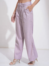 Women's Purple Casual Solid Regular Fit Trouser