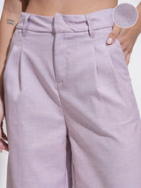 Women's Purple Casual Solid Regular Fit Trouser
