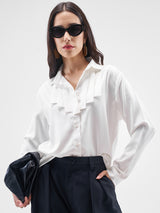 Women's White Casual Solid Full Sleeves Shirt