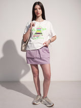Women's Purple Casual Solid Regular Fit Skirts