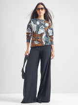 Women's Grey Casual Self-Design Full Sleeves Sweater