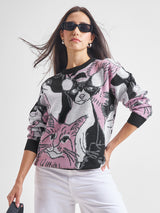 Women's Multicolor Casual Self-Design Full Sleeves Sweater