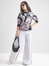 Women's Multicolor Casual Self-Design Full Sleeves Sweater