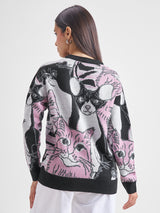 Women's Multicolor Casual Self-Design Full Sleeves Sweater