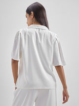 Women's White Casual Printed Regular Fit Half Sleeve Top