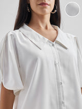 Women's White Casual Printed Regular Fit Half Sleeve Top