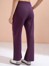 Women's Purple Casual Solid Regular Fit Trouser