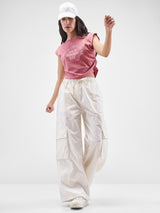 Women's Pink Casual Typography Half Sleeves Tshirt