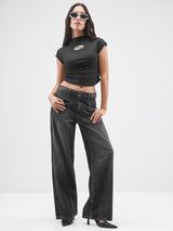 Women's Black Casual Graphic Half Sleeves Tshirt