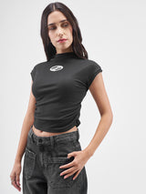 Women's Black Casual Graphic Half Sleeves Tshirt