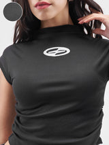 Women's Black Casual Graphic Half Sleeves Tshirt