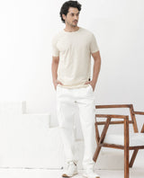 Men's Beige Casual Regular Fit Printed Half Sleeves Tshirt