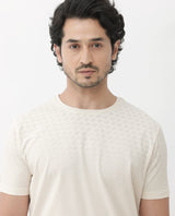 Men's Beige Casual Regular Fit Printed Half Sleeves Tshirt