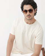 Men's Beige Casual Regular Fit Printed Half Sleeves Tshirt