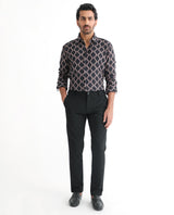 Men's Black Casual Regular Fit Printed Full Sleeves Shirt
