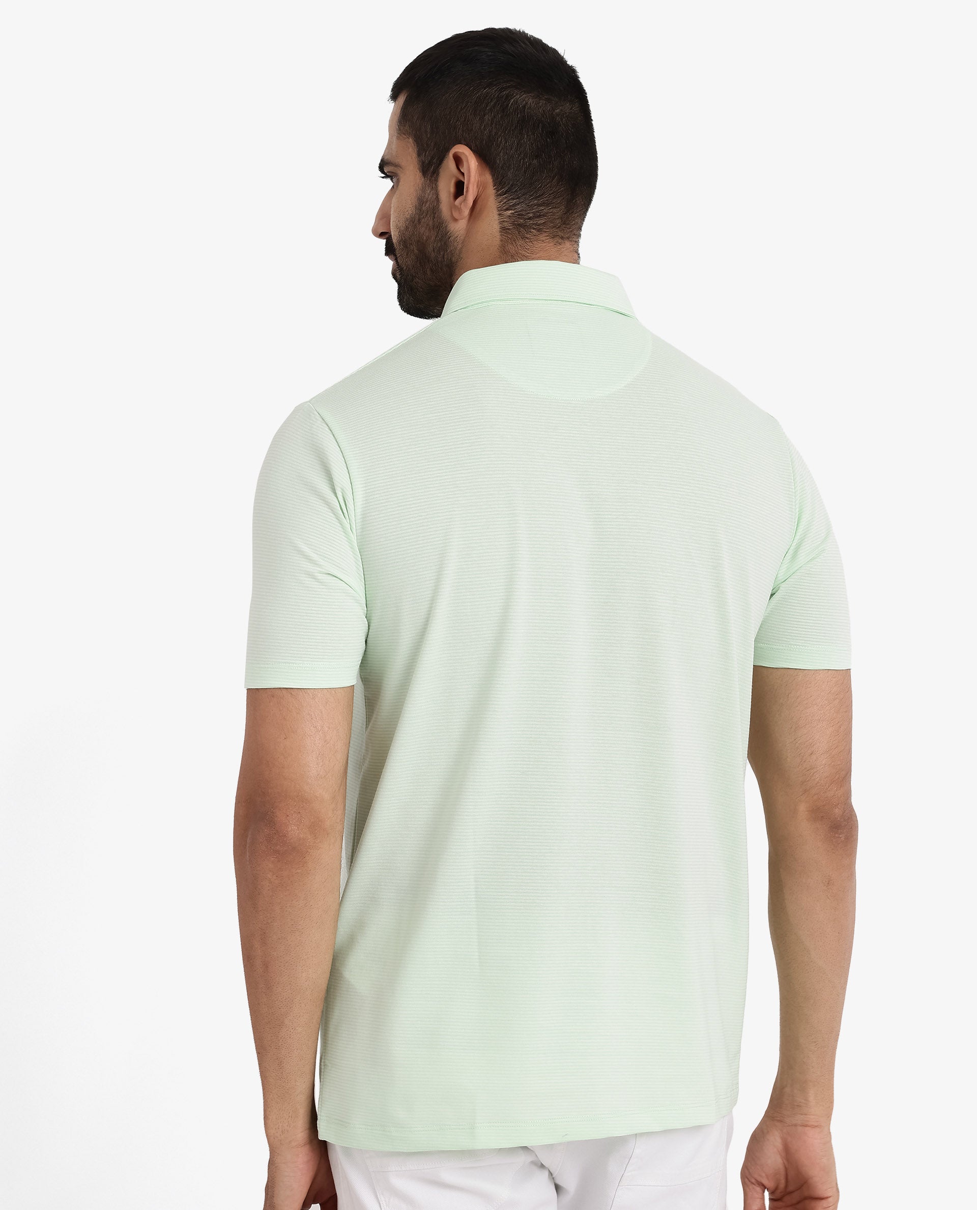 Men's Green Casual Regular Fit Solid Half Sleeves Polo Tshirt