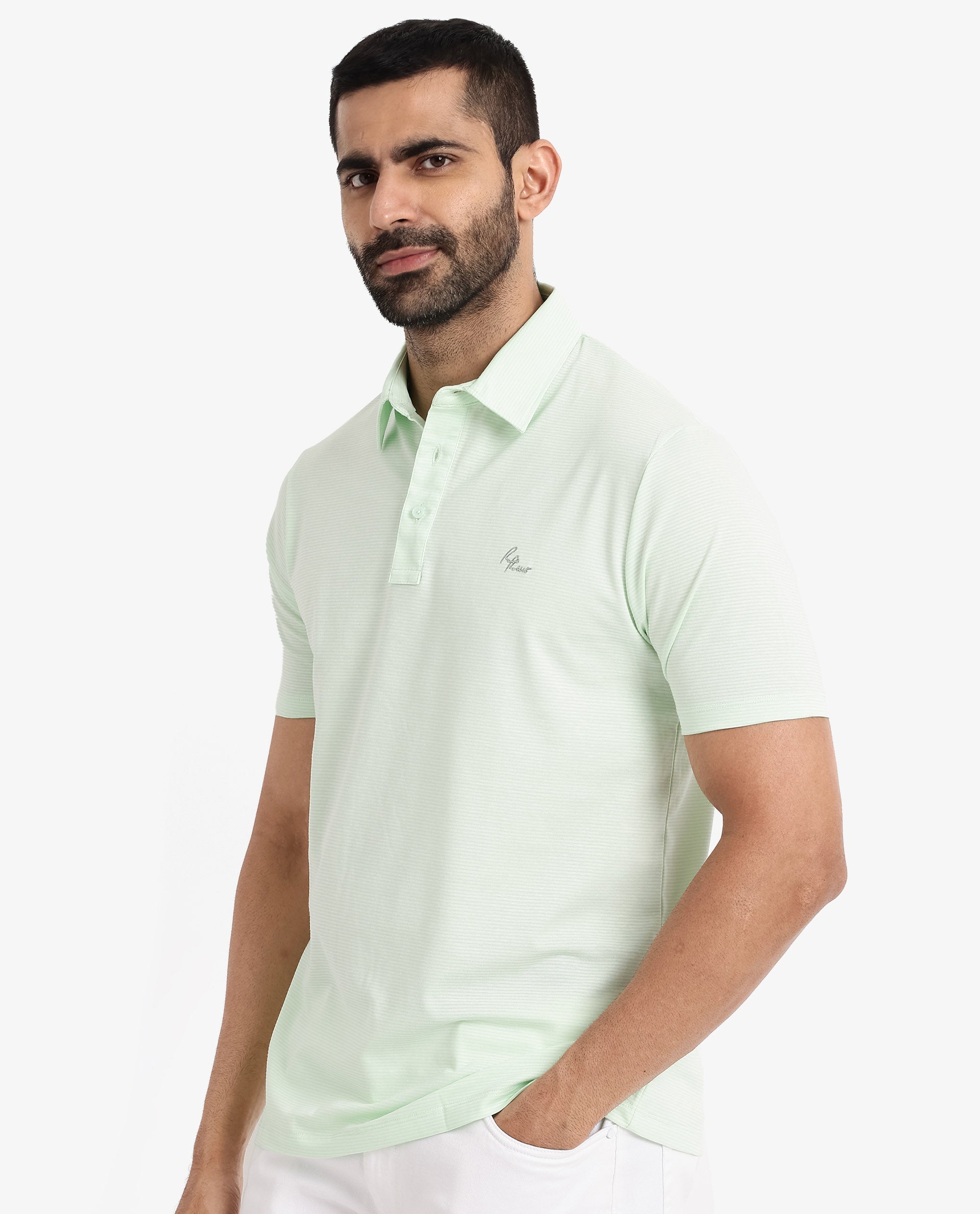 Men's Green Casual Regular Fit Solid Half Sleeves Polo Tshirt