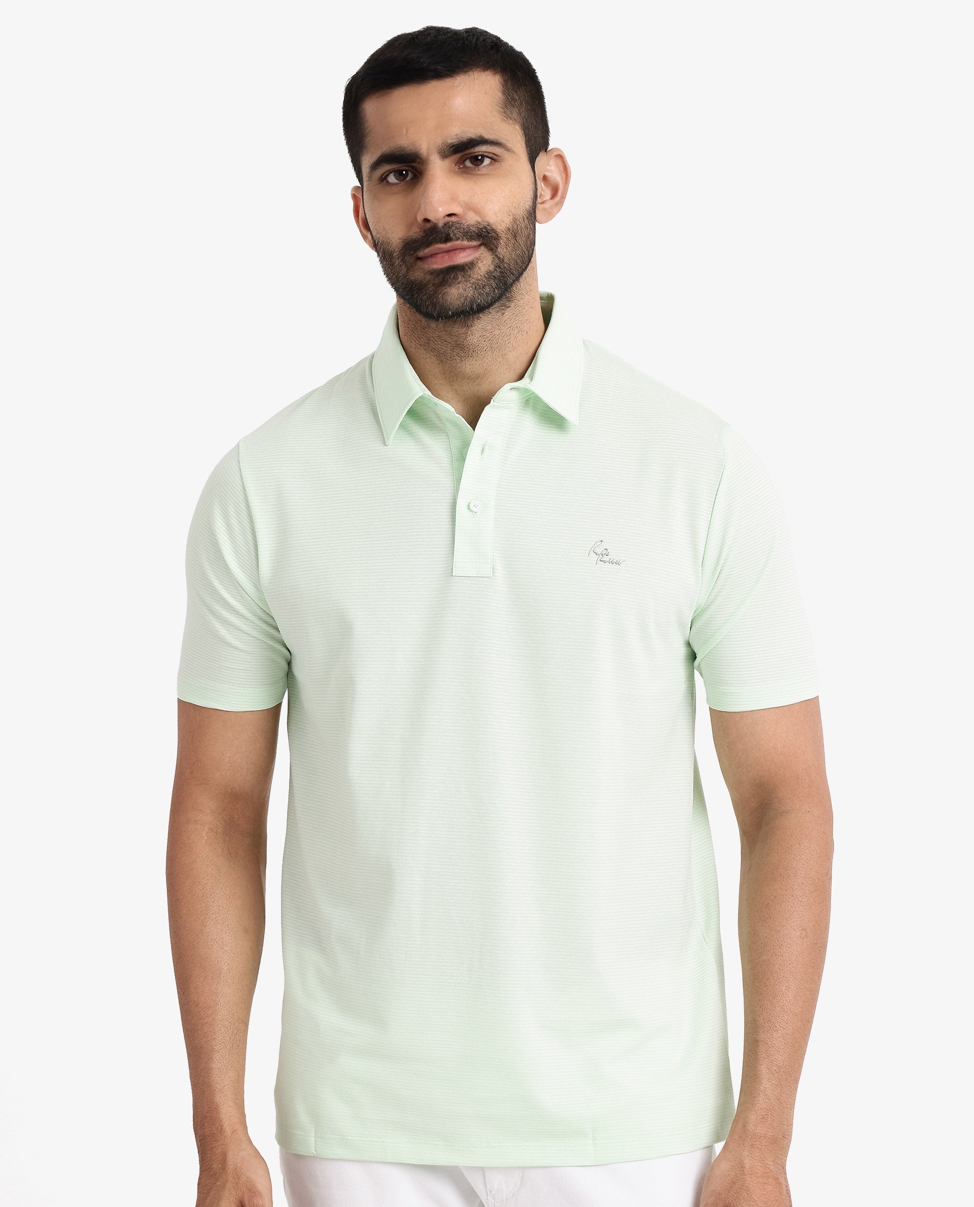 Men's Green Casual Regular Fit Solid Half Sleeves Polo Tshirt