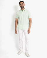 Men's Green Casual Regular Fit Solid Half Sleeves Polo Tshirt