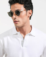 Men's White Casual Regular Fit Solid Half Sleeves Polo Tshirt