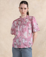 Women's Pink Casual Half Sleeves Top