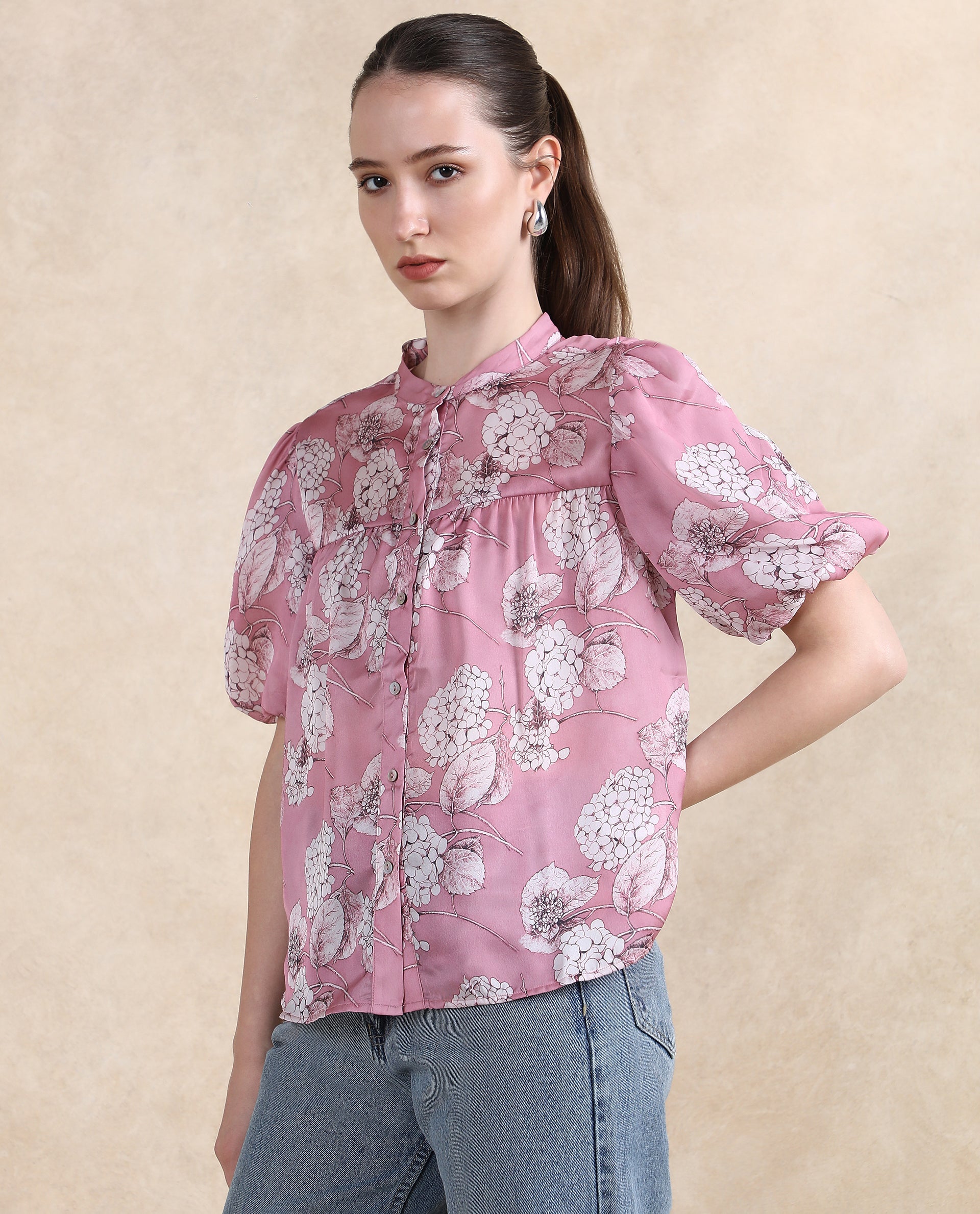 Women's Pink Casual Half Sleeves Top
