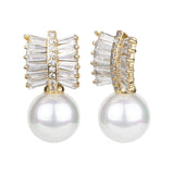 Women's Classy American Diamond Pearl Drop Earring