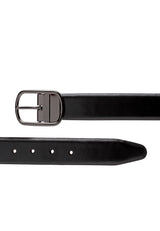 Men's Black Casual Solid Leather Belt