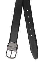 Men's Black Casual Solid Leather Belt
