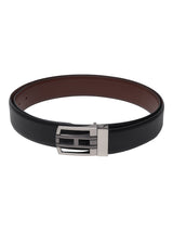Men's Black & Brown Casual Solid Leather Reversible Belt