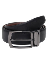 Men's Black & Brown Casual Solid Reversible Leather Belt
