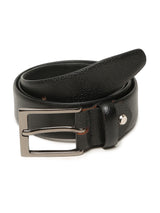 Men's Black Casual Solid Leather Belt