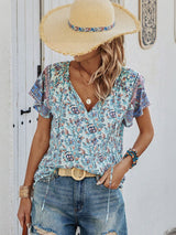Women's Blue All Over Print Blouse