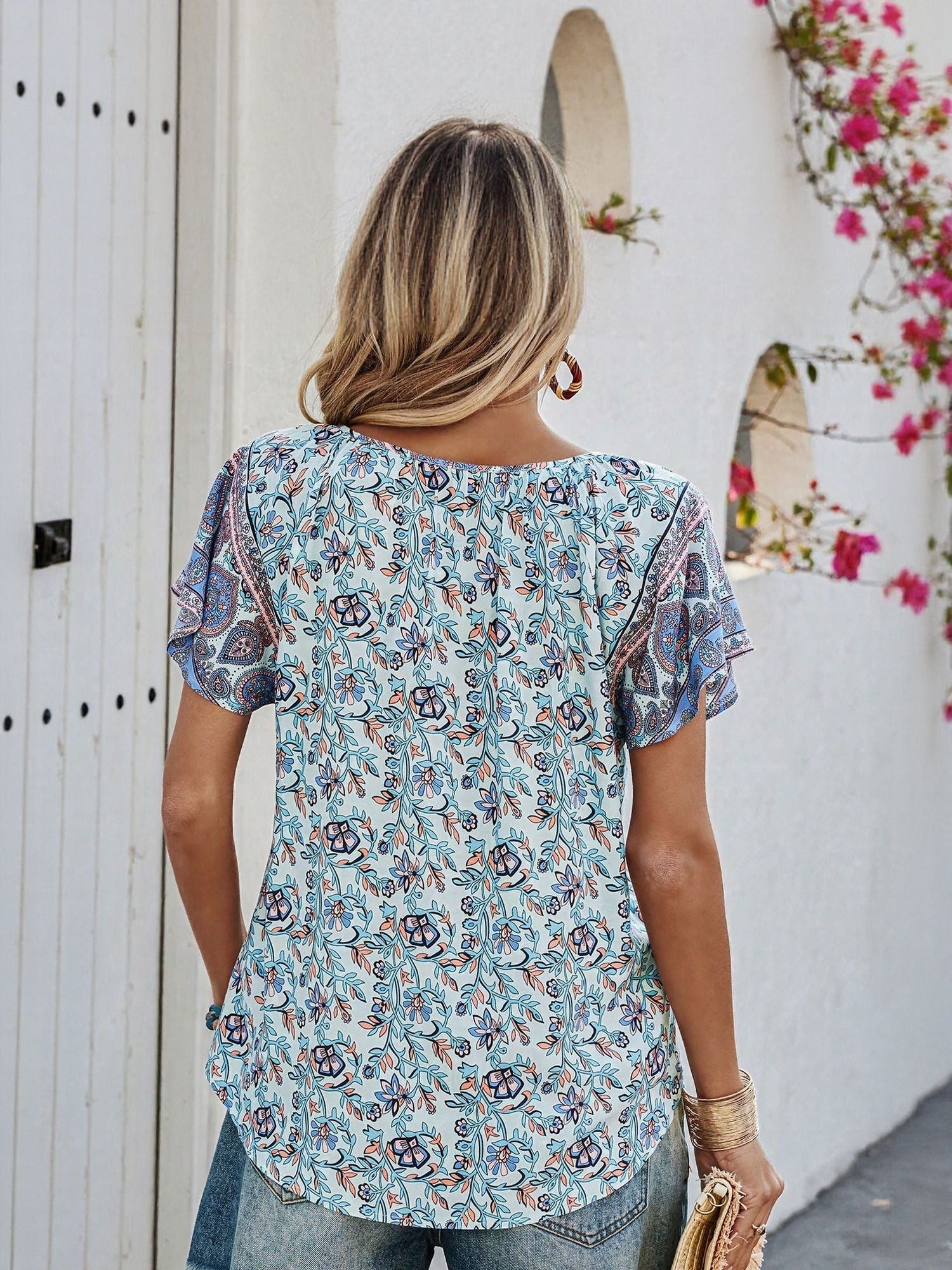 Women's Blue All Over Print Blouse