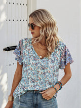 Women's Blue All Over Print Blouse